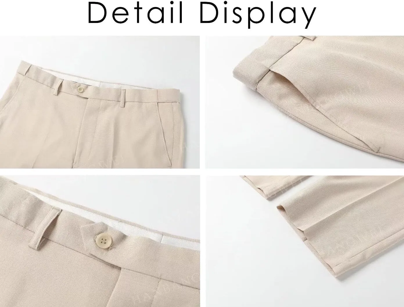 Men's Linen Suit Pants Lightweight Casual Dress Pants for Beach Wedding Summer Trousers with Pockets