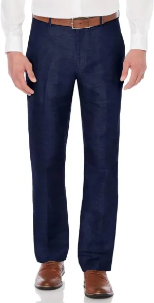 Men's Linen Suit Pants Lightweight Casual Dress Pants for Beach Wedding Summer Trousers with Pockets