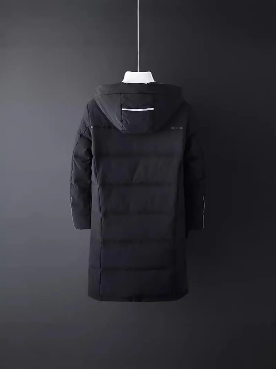 Men's Long Down Jacket with Hood Thickened Warm Cotton-Padded Winter Coat with Pockets Loose Version