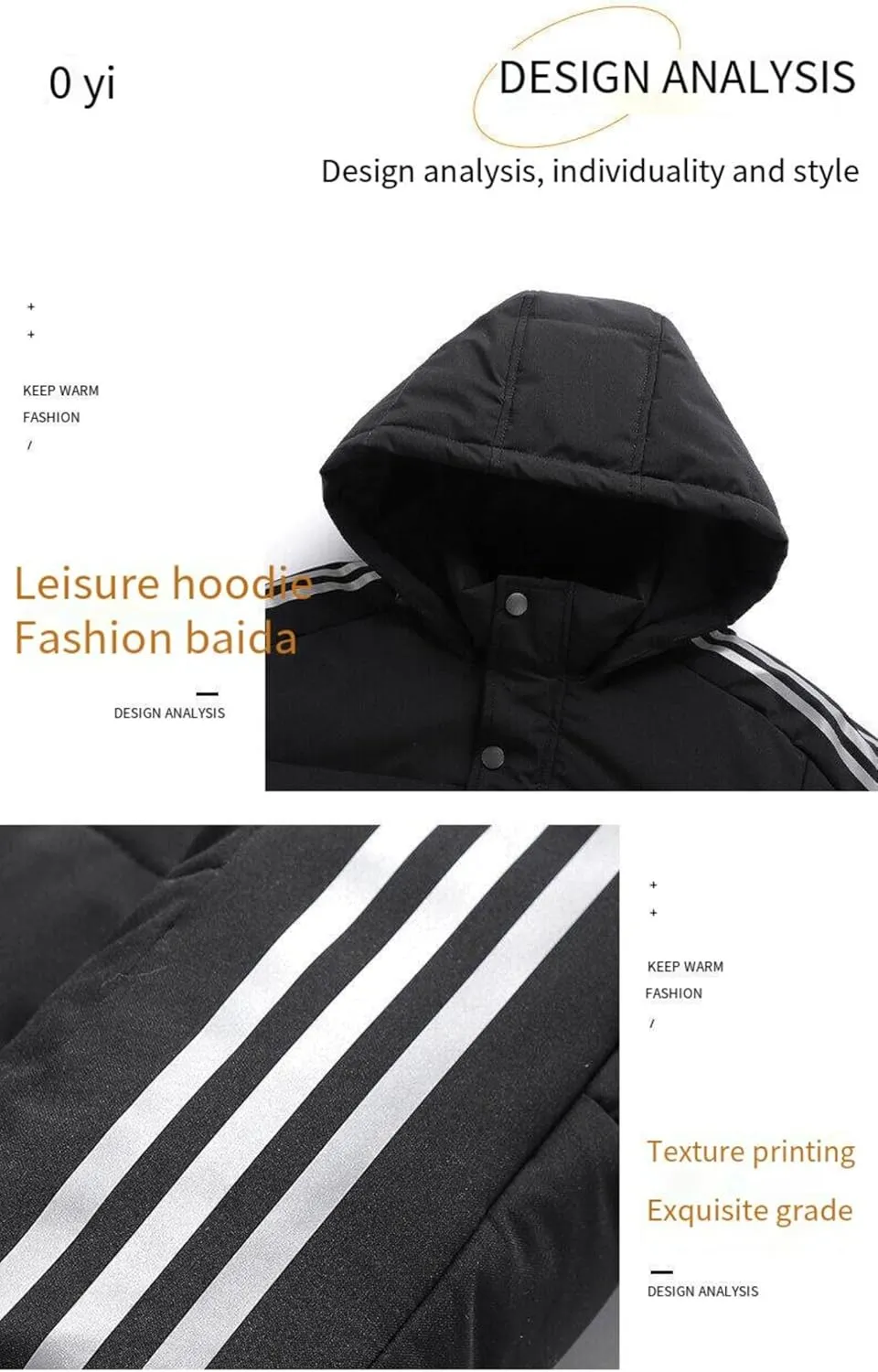 Men's Long Down Jacket with Hood Thickened Warm Cotton-Padded Winter Coat with Pockets Loose Version