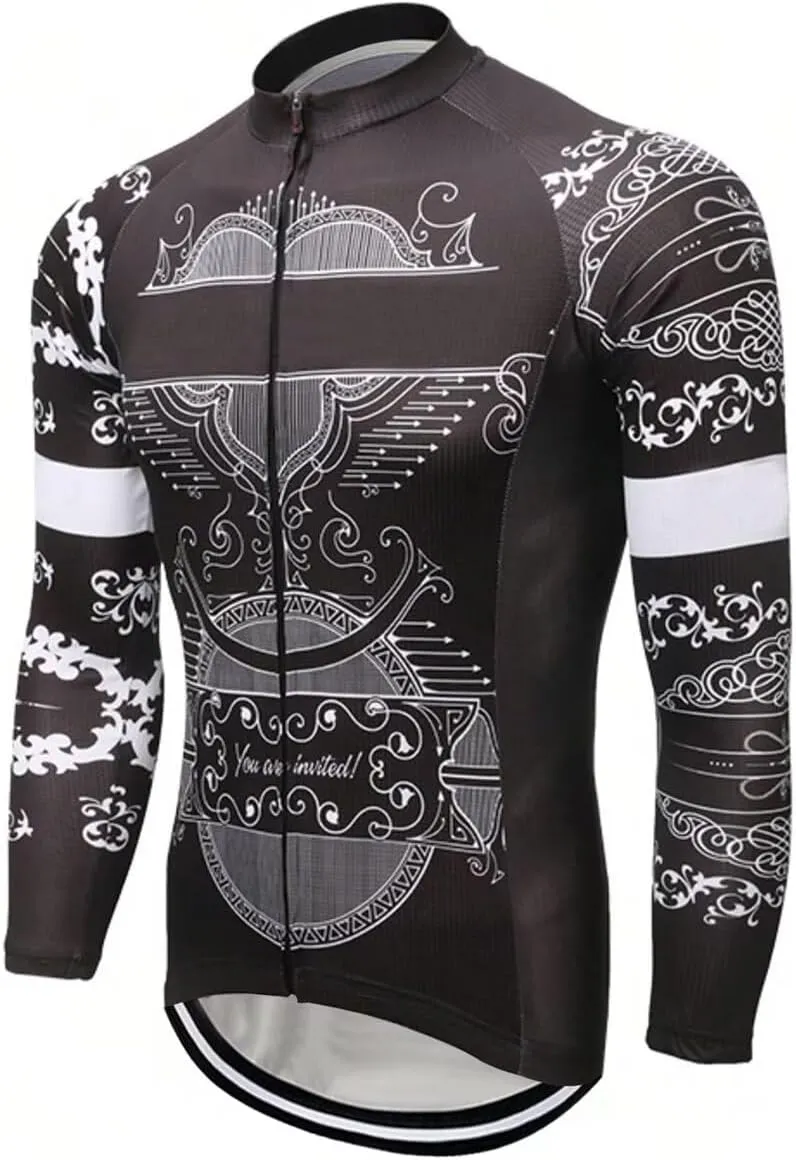 Men's Long Sleeve Cycling Jersey 3 Rear Pockets Bicycle Tops Quick Dry Breathable Biking Shirts