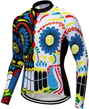 Men's Long Sleeve Cycling Jersey 3 Rear Pockets Bicycle Tops Quick Dry Breathable Biking Shirts