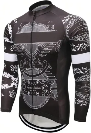 Men's Long Sleeve Cycling Jersey 3 Rear Pockets Bicycle Tops Quick Dry Breathable Biking Shirts