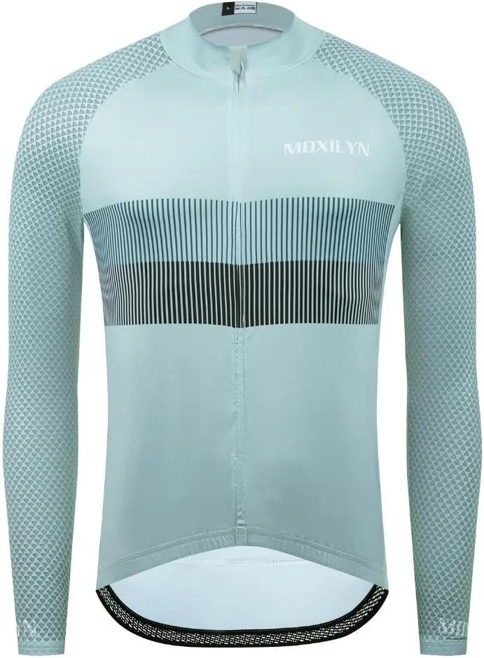 Men's Long Sleeve Cycling Jersey Quick Dry Breathable Reflective Biking Jacket Shirts with 3 Pockets UV Prodection