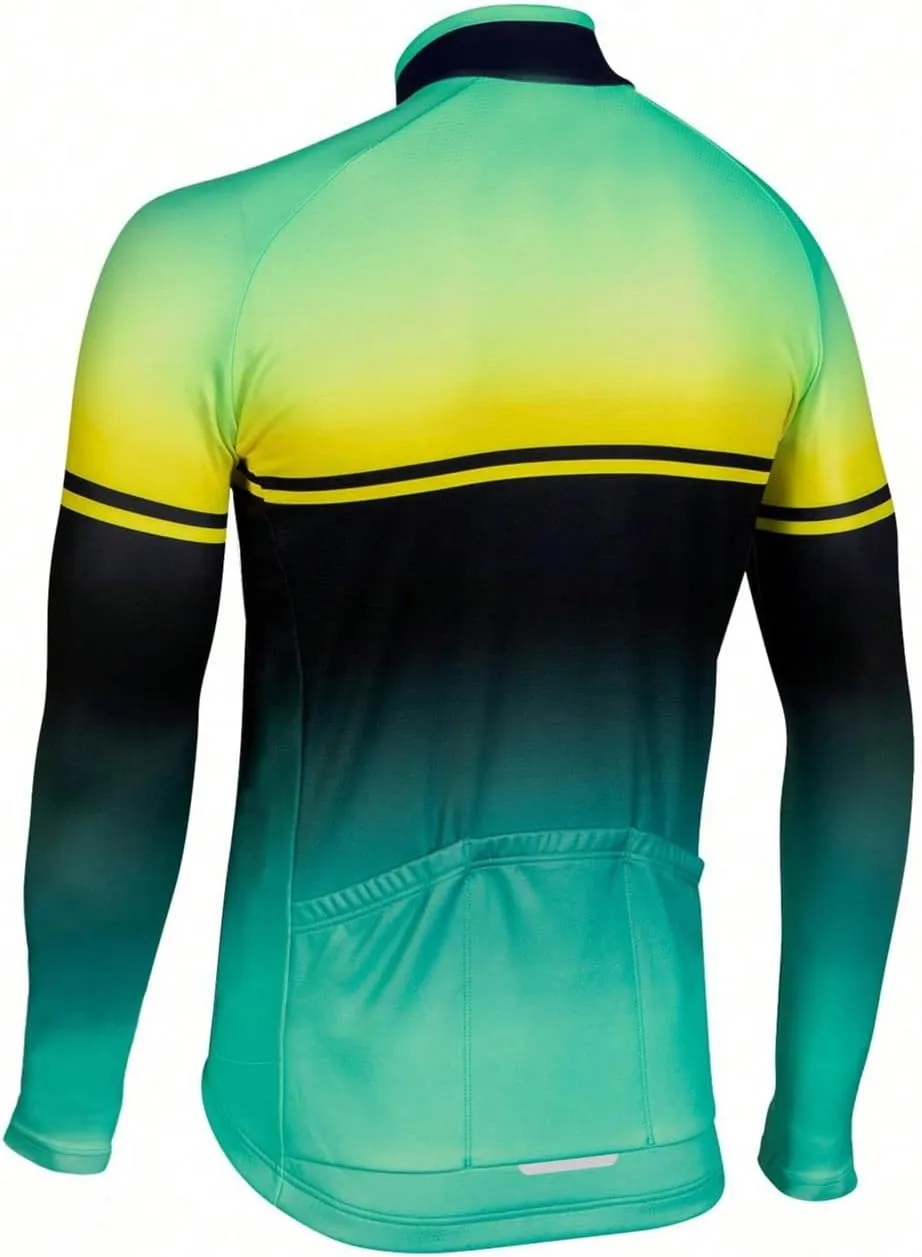 Men's Long Sleeve Cycling Jerseys with 3 Back Pockets Bike Shirt Cycle Clothing Quick Dry Breathable