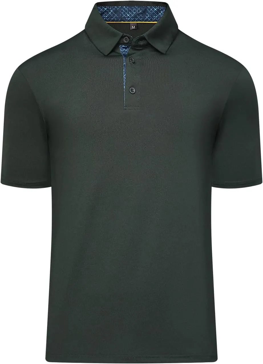 Men's Polo Shirt Performance UPF 50  Sun Protection Quick Dry Lightweight Breathable Golf Short Sleeve