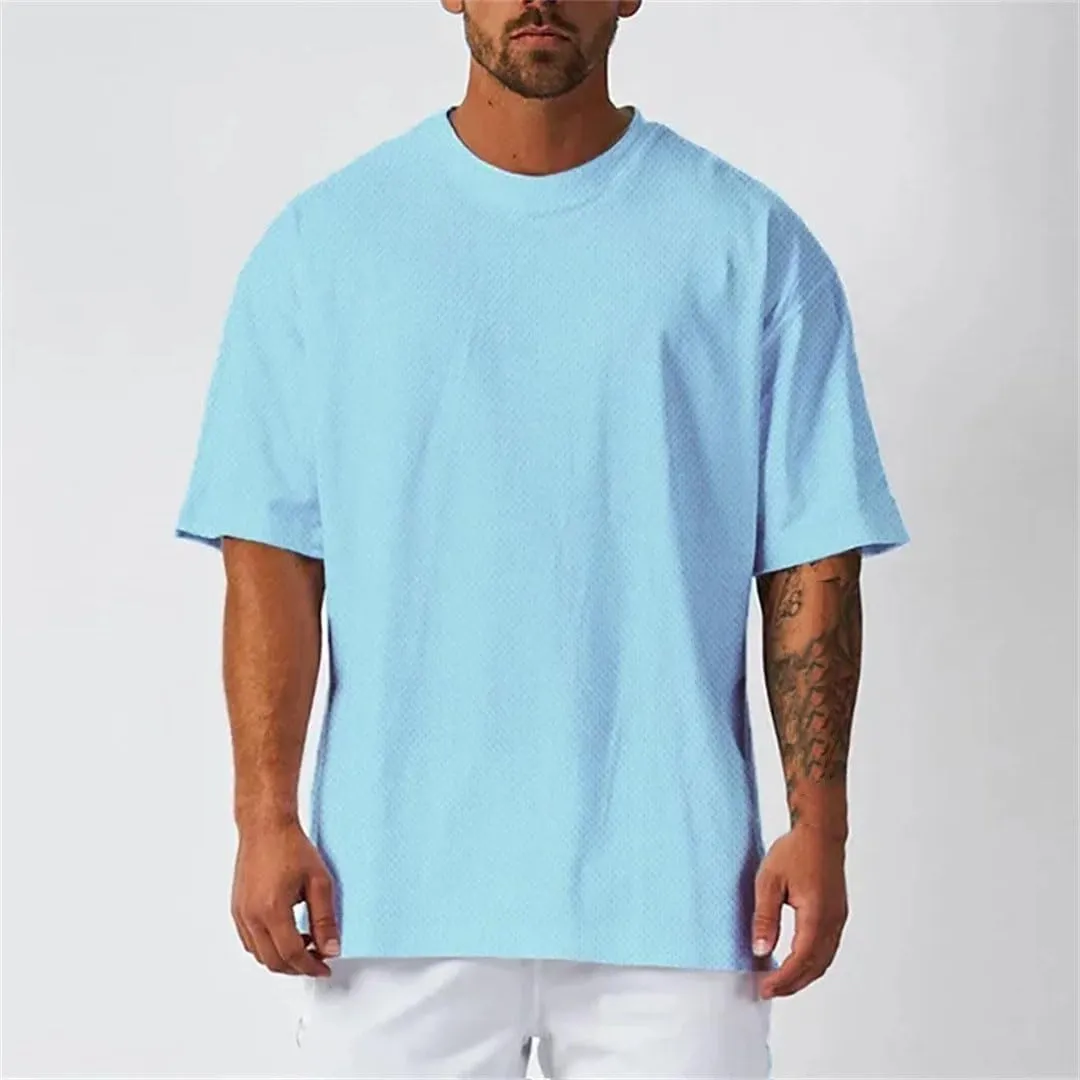 Mens Quick Dry Loose Fit Sport T Shirt Mesh Breathable Short Sleeve Gym Fitness Training Top