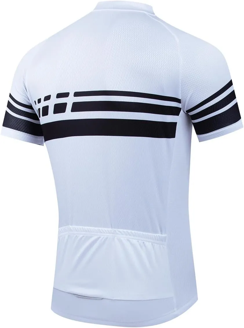 Men's Short Sleeve Bike Cycling Jersey Quick Dry Breathable Reflective Biking Shirts with 3 Rear Pockets