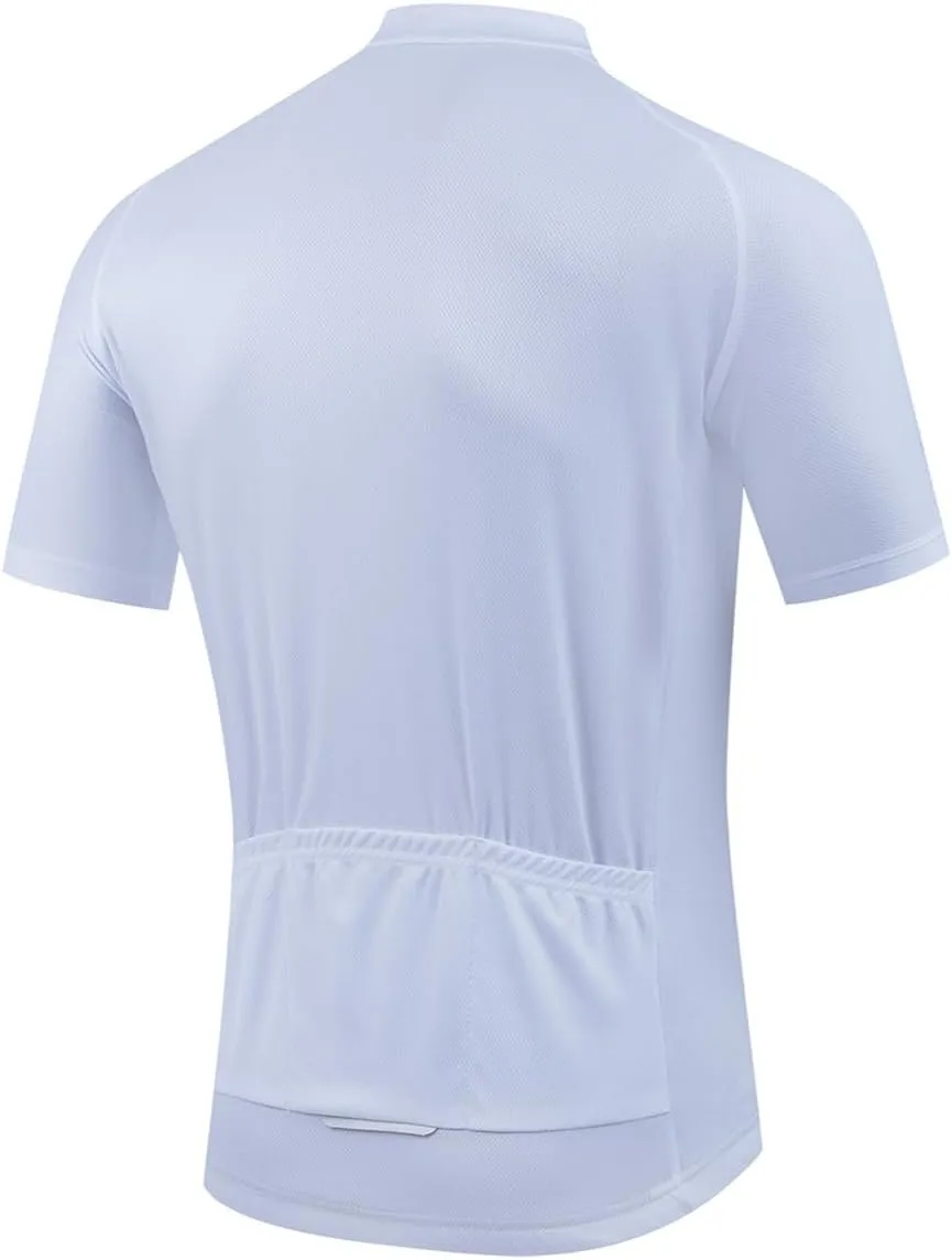 Men's Short Sleeve Bike Cycling Jersey Quick Dry Breathable Reflective Biking Shirts with 3 Rear Pockets