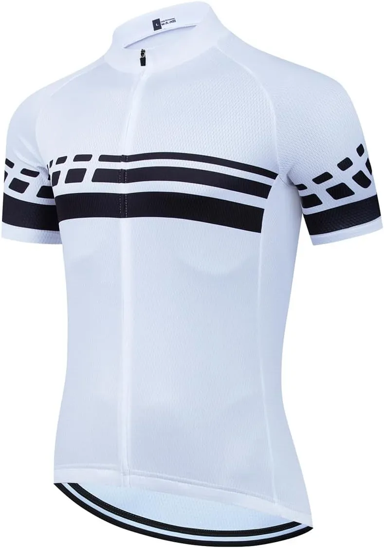 Men's Short Sleeve Bike Cycling Jersey Quick Dry Breathable Reflective Biking Shirts with 3 Rear Pockets