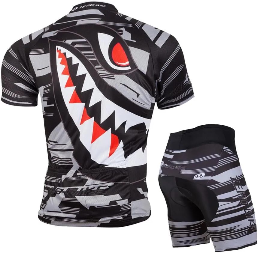 Men's Short Sleeve Cycling Jersey Set Breathable Quick Dry 3D Padded Bicycle Shorts MTB Bike Clothing