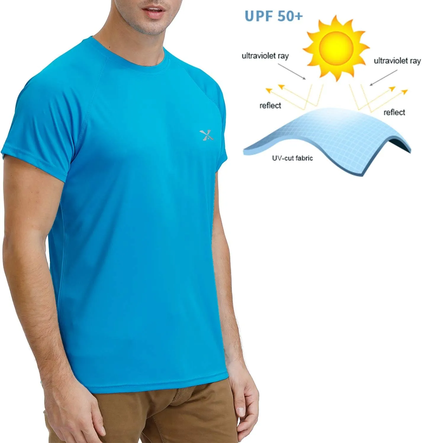 Mens Short Sleeve Outdoor Performance T-Shirt Quick Dry Crew UPF 50  Athletic Running Workout Fishing Top Shirts