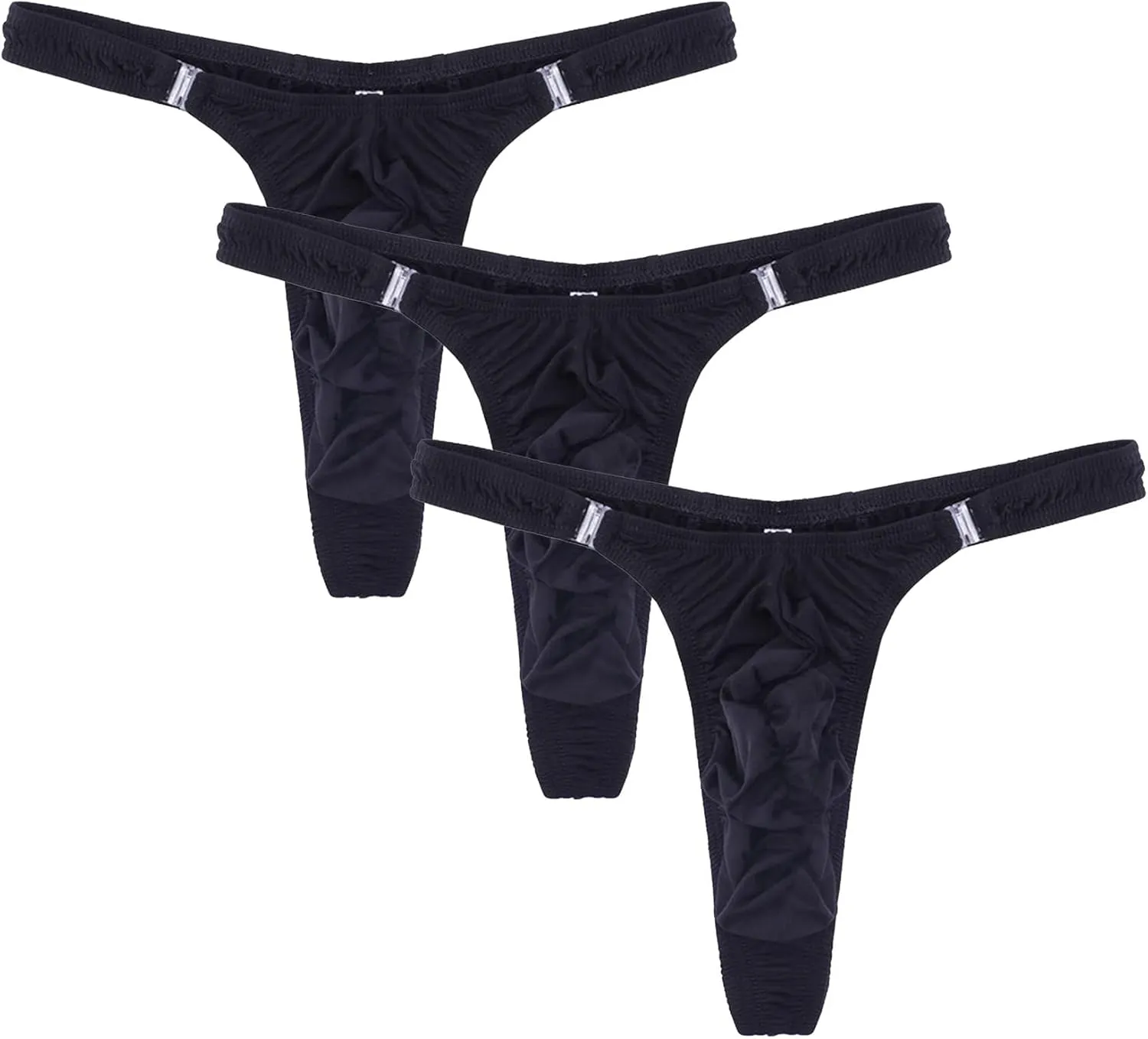Mens Stretch Thong T-Back Sexy Underwear Low Rise Under Panties Underwear Leather Briefs Breathable Underpants