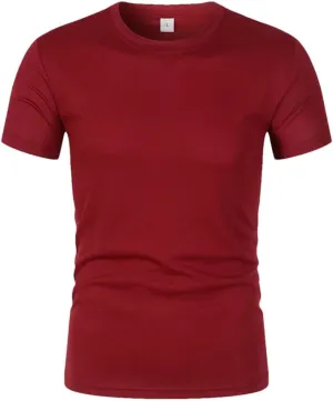 Men's Summer Casual White Crew Neck Short Sleeve T-Shirt Breathable Quick Dry Gym Soccer