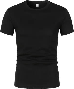 Men's Summer Casual White Crew Neck Short Sleeve T-Shirt Breathable Quick Dry Gym Soccer