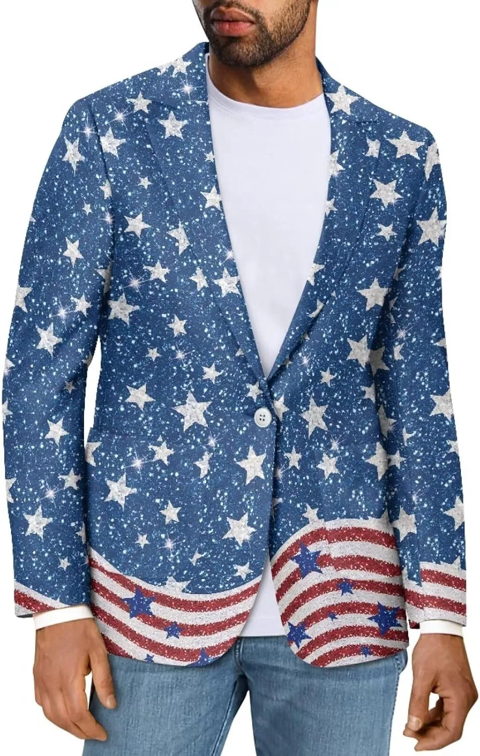Men's Summer Lightweight Sport Coat for Plus Size Casual One Button Blazer Breathable Elegant Sportcoat with Pockets