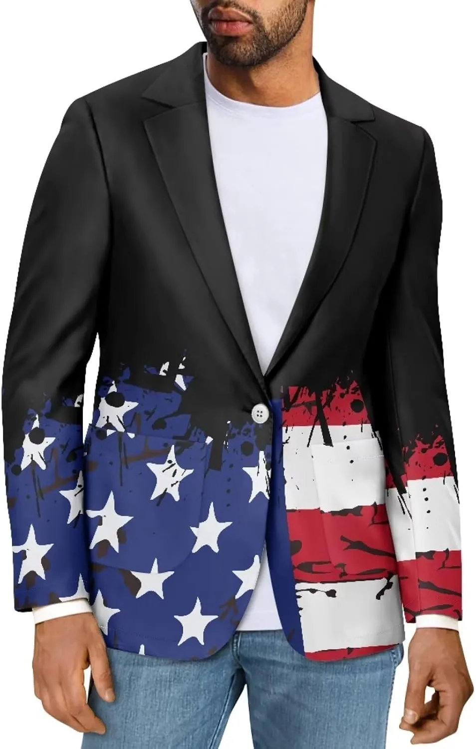 Men's Summer Lightweight Sport Coat for Plus Size Casual One Button Blazer Breathable Elegant Sportcoat with Pockets