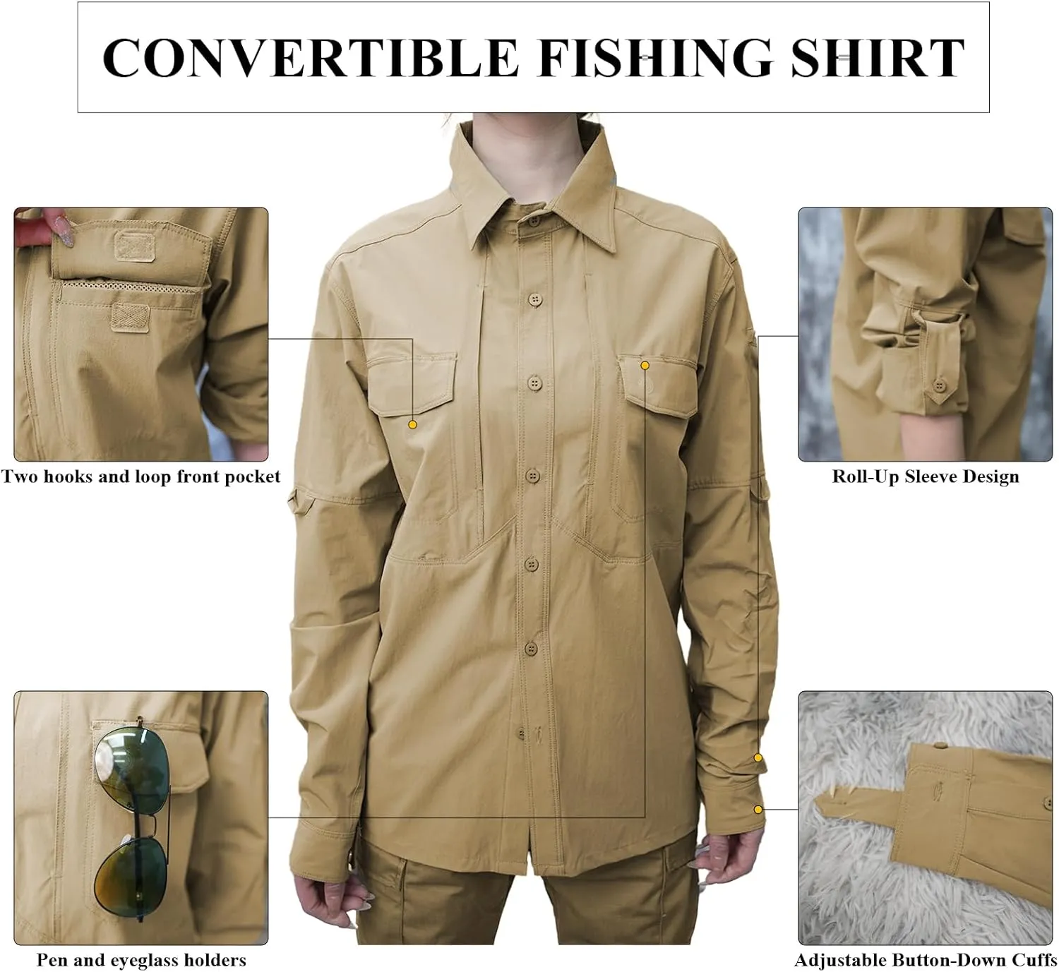 Men's Tactical Long Sleeve Shirts Quick Dry Breathable Military Fishing Sun Protection Button-Down Work Shirt