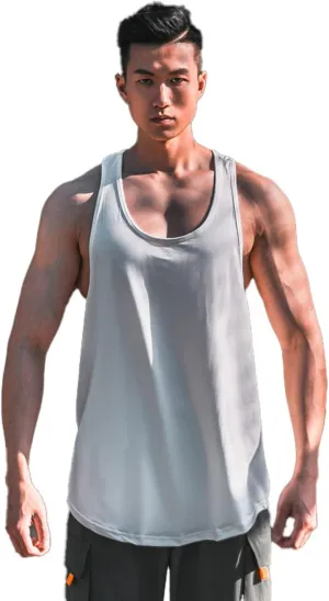 Men's training fitness solid color loose breathable bodybuilding large size quick dry sleeveless T-shirt