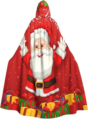 Merry Christmas. Print Hooded Cloak Wizard Cape Halloween Witch Costume For Men Women Cosplay Party Capes
