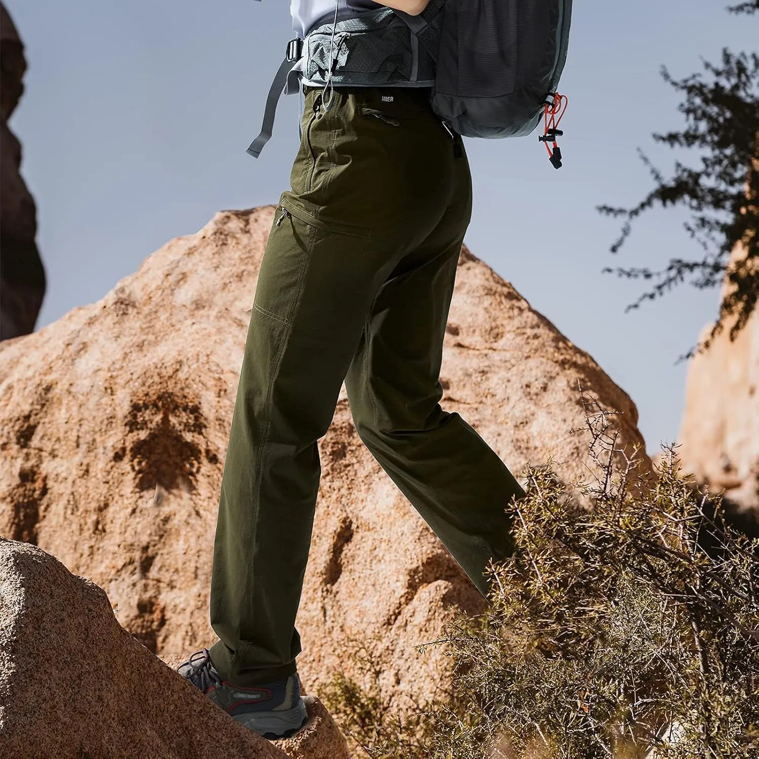 MIER Women's Quick Dry Cargo Pants Lightweight Tactical Hiking Pants with 6 Pockets, Stretchy and Water-Resistant
