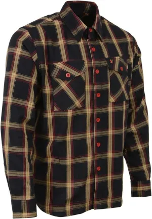 Milwaukee Leather MNG11669 Men's Black and Yellow with Red Long Sleeve Cotton Flannel Shirt - X-Large