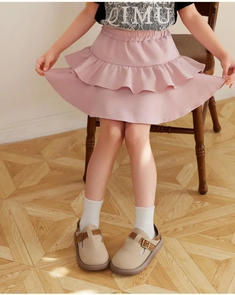 Mini Skirts For Little Girls A-Line Elastic Waist Cute Ruffle Cake Skirt Casual Fashion Skorts