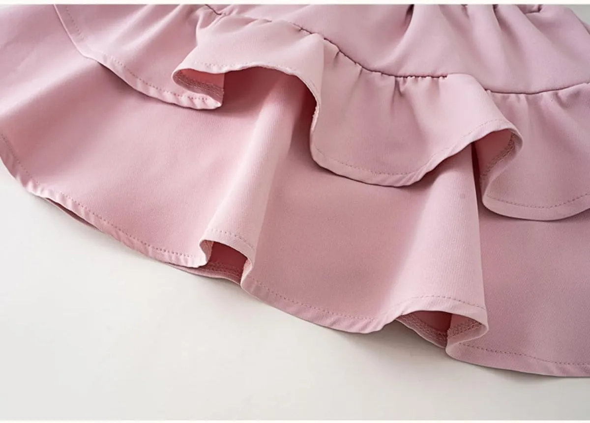Mini Skirts For Little Girls A-Line Elastic Waist Cute Ruffle Cake Skirt Casual Fashion Skorts