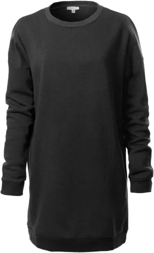MixMatchy Women's Casual Oversized Crew Neck Fleece Pullover Sweatshirts Tunic Fall Outfits Y2K Winter Clothes