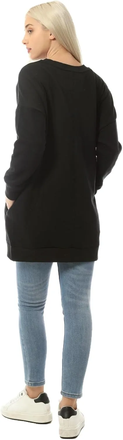 MixMatchy Women's Casual Oversized Crew Neck Fleece Pullover Sweatshirts Tunic Fall Outfits Y2K Winter Clothes