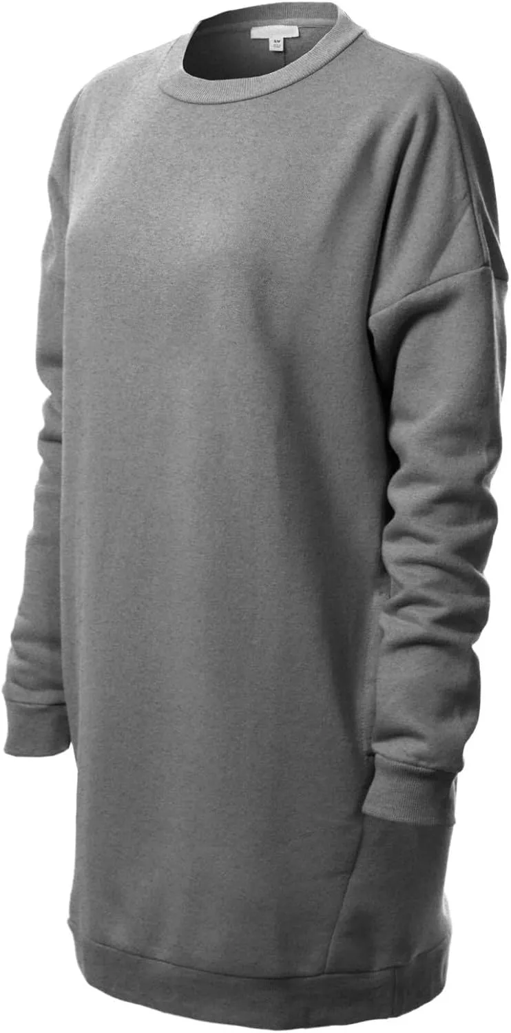 MixMatchy Women's Casual Oversized Crew Neck Fleece Pullover Sweatshirts Tunic Fall Outfits Y2K Winter Clothes