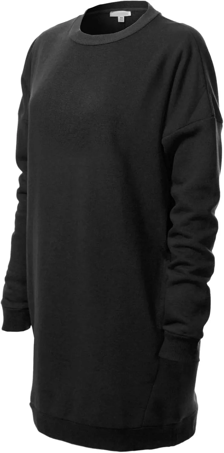 MixMatchy Women's Casual Oversized Crew Neck Fleece Pullover Sweatshirts Tunic Fall Outfits Y2K Winter Clothes