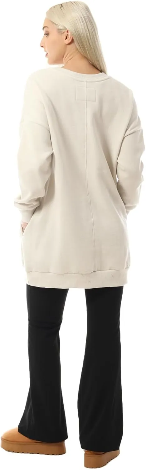 MixMatchy Women's Casual Oversized Crew Neck Fleece Pullover Sweatshirts Tunic Fall Outfits Y2K Winter Clothes