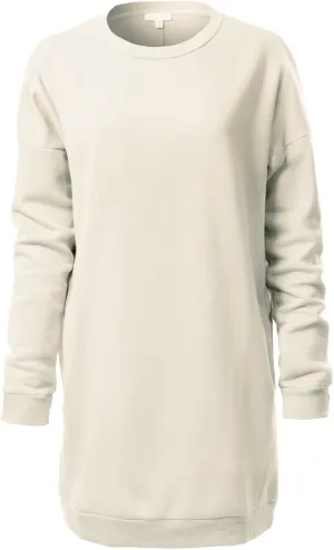 MixMatchy Women's Casual Oversized Crew Neck Fleece Pullover Sweatshirts Tunic Fall Outfits Y2K Winter Clothes
