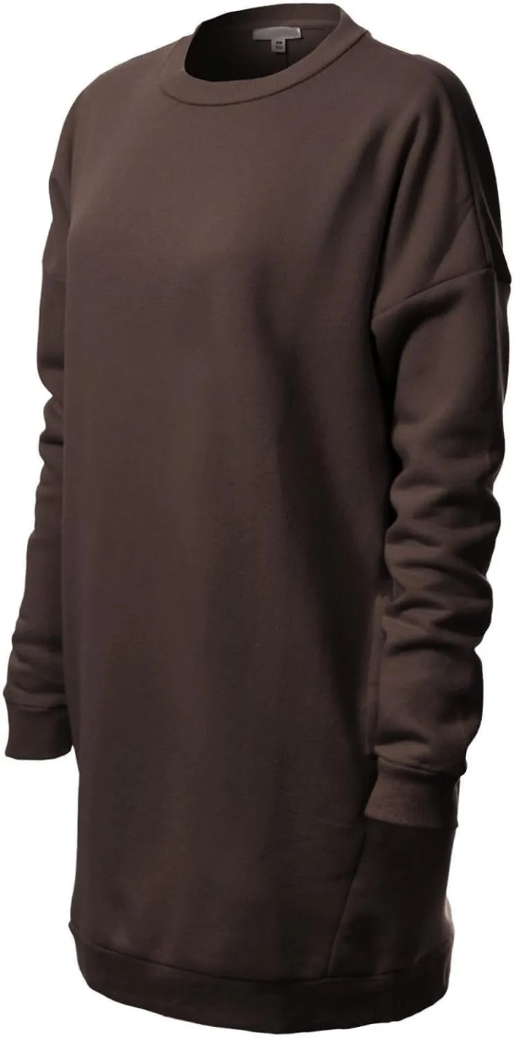 MixMatchy Women's Casual Oversized Crew Neck Fleece Pullover Sweatshirts Tunic Fall Outfits Y2K Winter Clothes