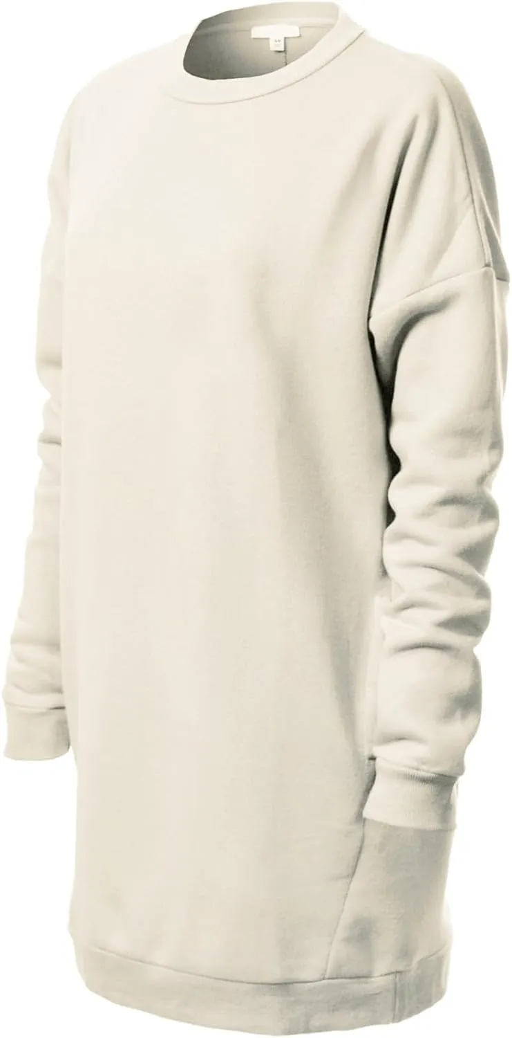 MixMatchy Women's Casual Oversized Crew Neck Fleece Pullover Sweatshirts Tunic Fall Outfits Y2K Winter Clothes