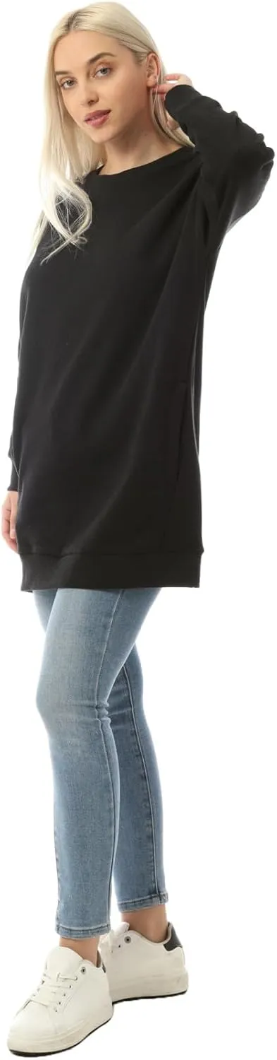 MixMatchy Women's Casual Oversized Crew Neck Fleece Pullover Sweatshirts Tunic Fall Outfits Y2K Winter Clothes