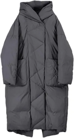Mnjyihy Women Fashion Winter Thicked Warm Outwear Length Hooded White Duck Down Jacket