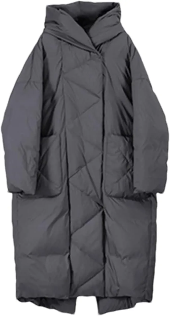 Mnjyihy Women Fashion Winter Thicked Warm Outwear Length Hooded White Duck Down Jacket