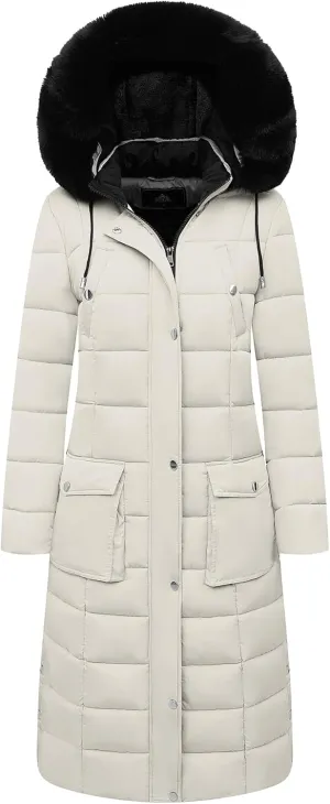 MOERDENG Women's Waterproof Long Winter Coat Thickened Down Alternative Jacket Warm Puffer Jacket Parka