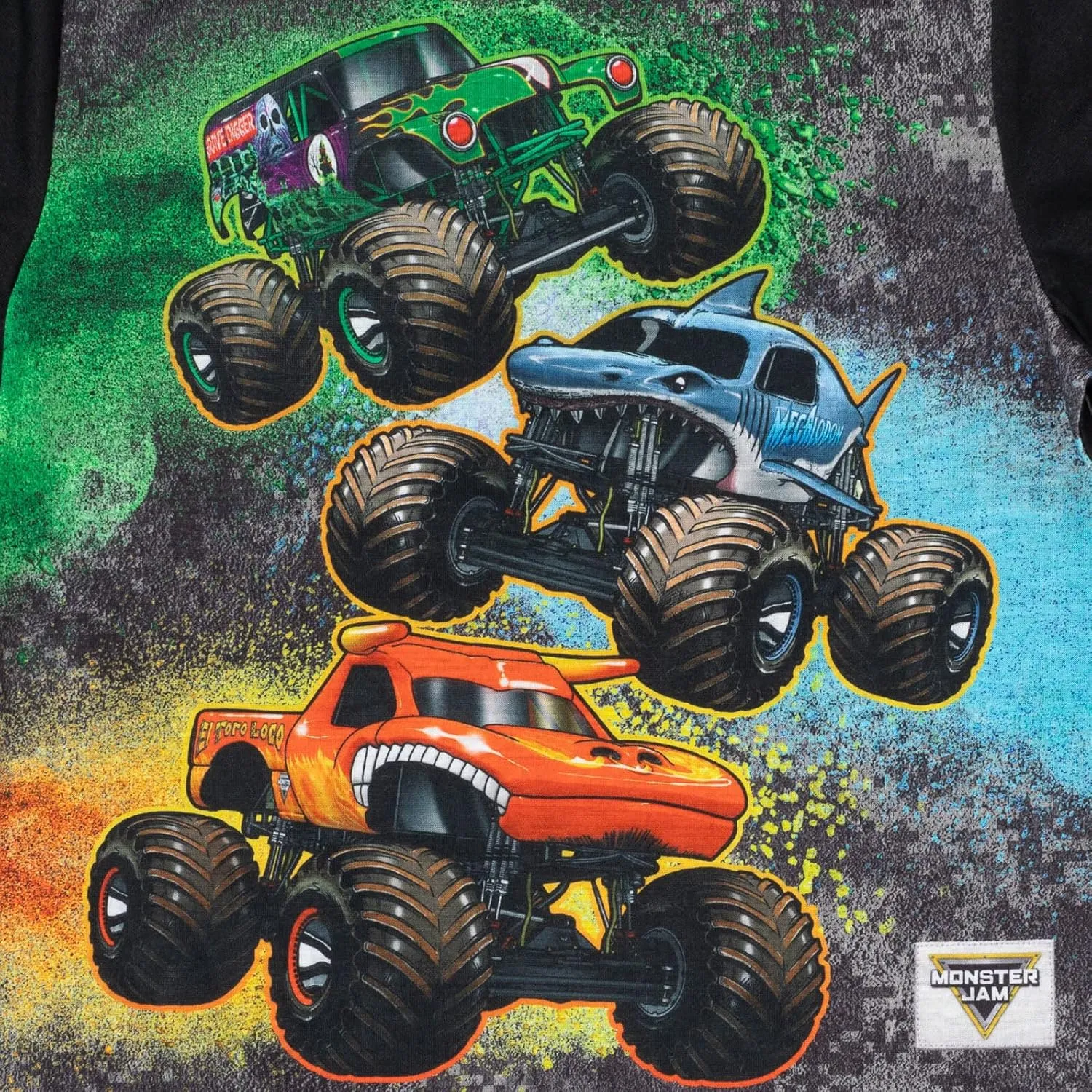 Monster Jam Pullover Pajama Shirt and Shorts Sleep Set Toddler to Little Kid Grave Digger El Toro Loco Megalodon