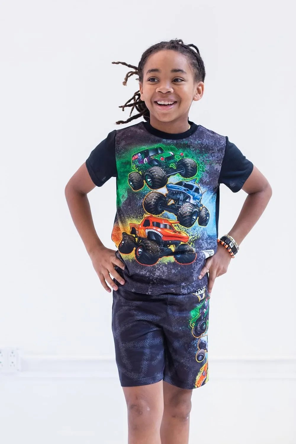 Monster Jam Pullover Pajama Shirt and Shorts Sleep Set Toddler to Little Kid Grave Digger El Toro Loco Megalodon