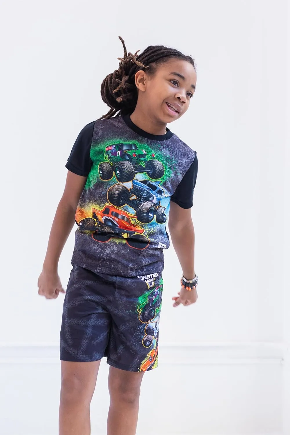 Monster Jam Pullover Pajama Shirt and Shorts Sleep Set Toddler to Little Kid Grave Digger El Toro Loco Megalodon