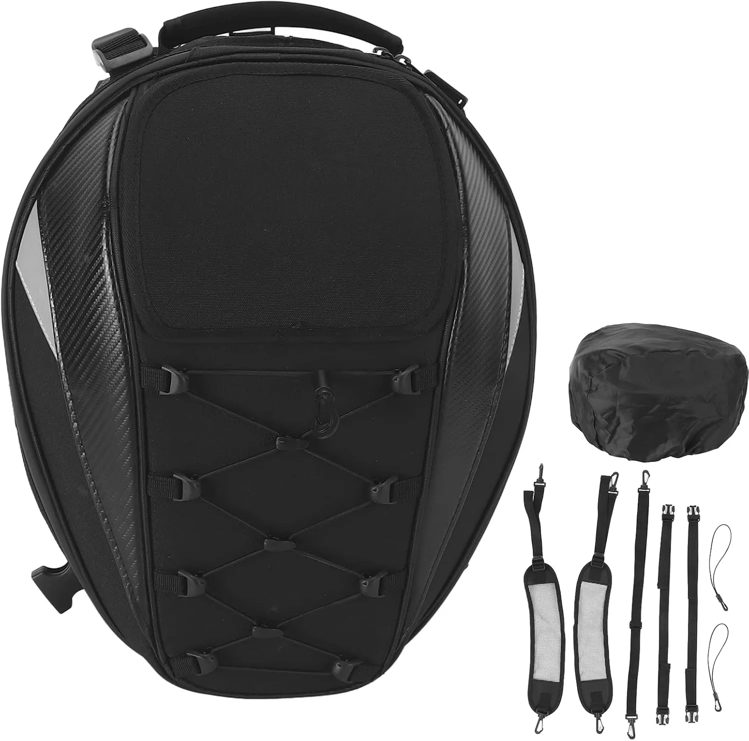 Motorcycle Rear seating, Large Capacity Nylon Backpack, Breathable Universal Fit for Riders, with Multi Layered Laptop Liner and Reinforced