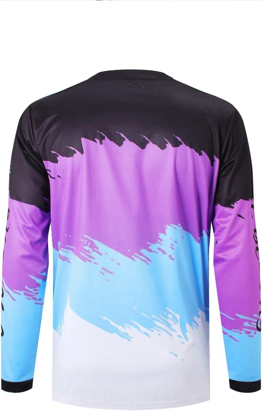 Mountain Bike Jersey Mens Long Sleeve Motocross Jersey Cycling Jersey Breathable Quick Dry Downhill BMX Off-Road