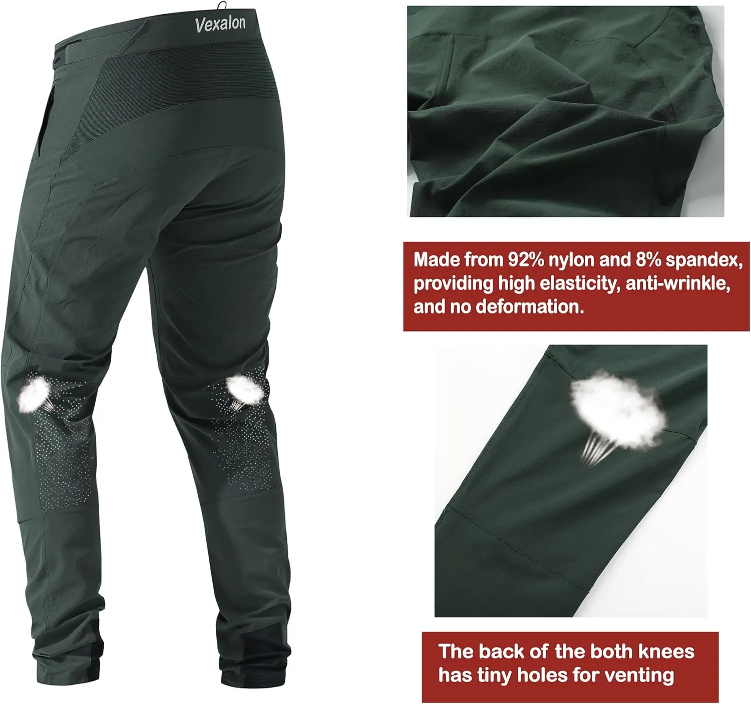 Mountain Bike PantsBMX Riding Pants for Mens, Quick-Dry Lightweight Breathable Cycling Bicycle Downhill Bike Pants
