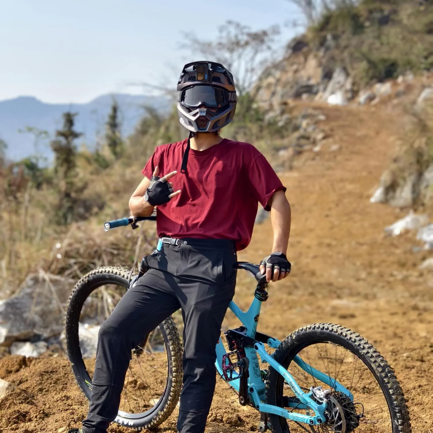 Mountain Bike PantsBMX Riding Pants for Mens, Quick-Dry Lightweight Breathable Cycling Bicycle Downhill Bike Pants