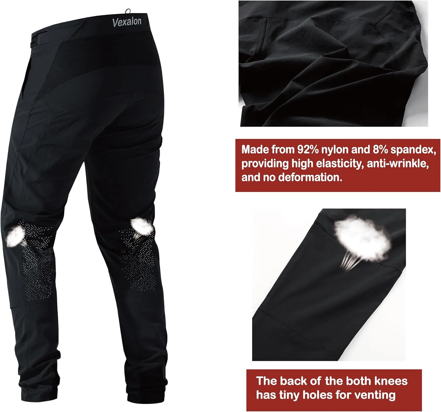Mountain Bike PantsBMX Riding Pants for Mens, Quick-Dry Lightweight Breathable Cycling Bicycle Downhill Bike Pants