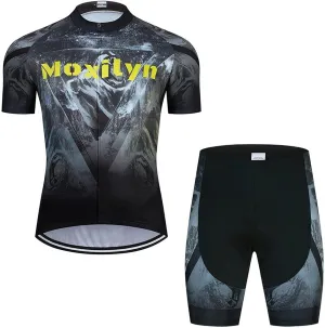 MOXILYN Men Cycling Jersey Biking Clothing Set Short Sleeve Quick-Dry Shirts Cycling Bibs with Gel padded Bike Shorts