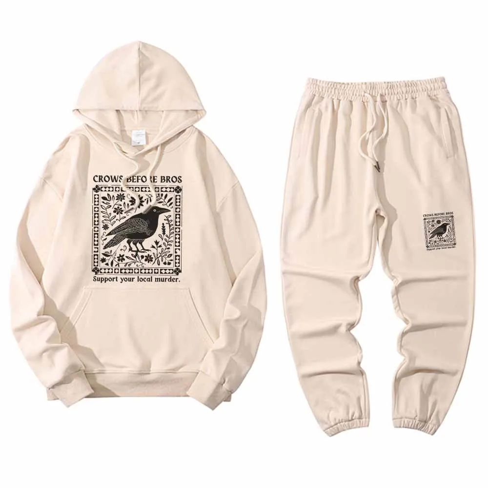 Multicolor Crows Before Bros Hoodie Pants Set